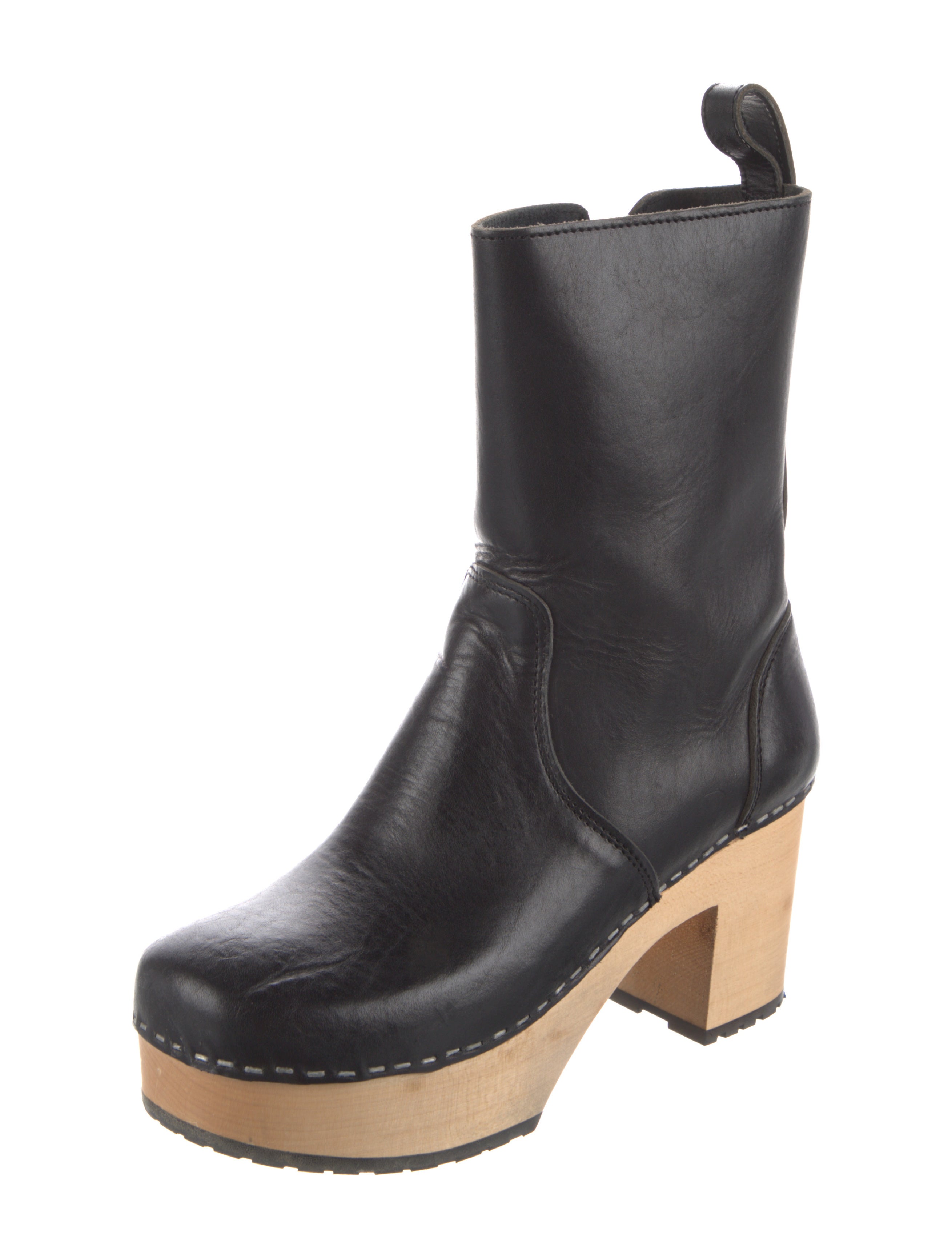 Swedish Hasbeens Leather Whipstitch Trim Rain Boots